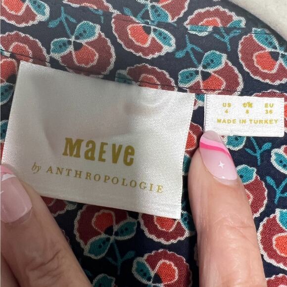 Anthropologie Maeve Janie Flounced Peasant Button Front Blouse Size 4 - Picture 10 of 11